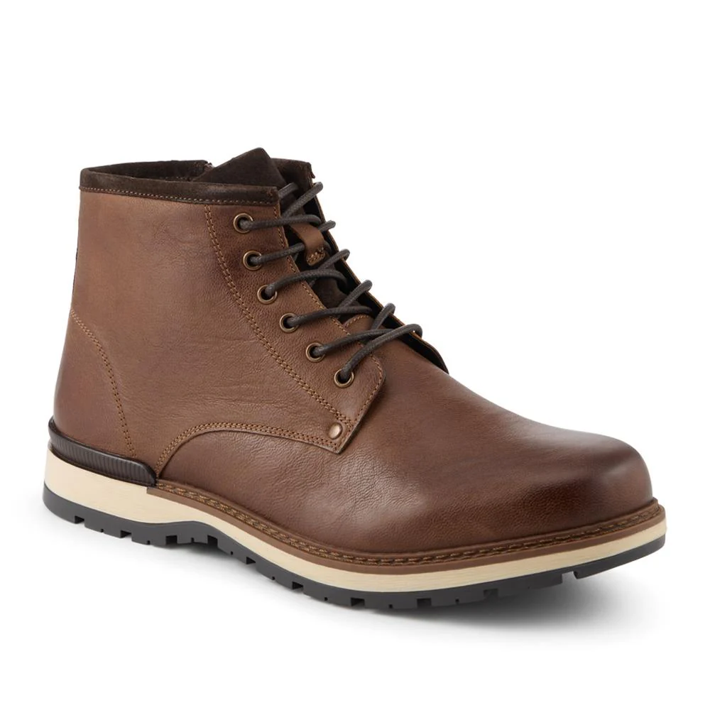 Wide Fit Leather Lace Boots With Zip Fasten - PRFEM42001 / 328 114 - Brown