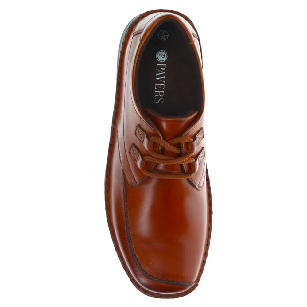 Wide Fit Leather Lace-Up Shoes - PARK40035 / 325 803 - Tan - Image 4