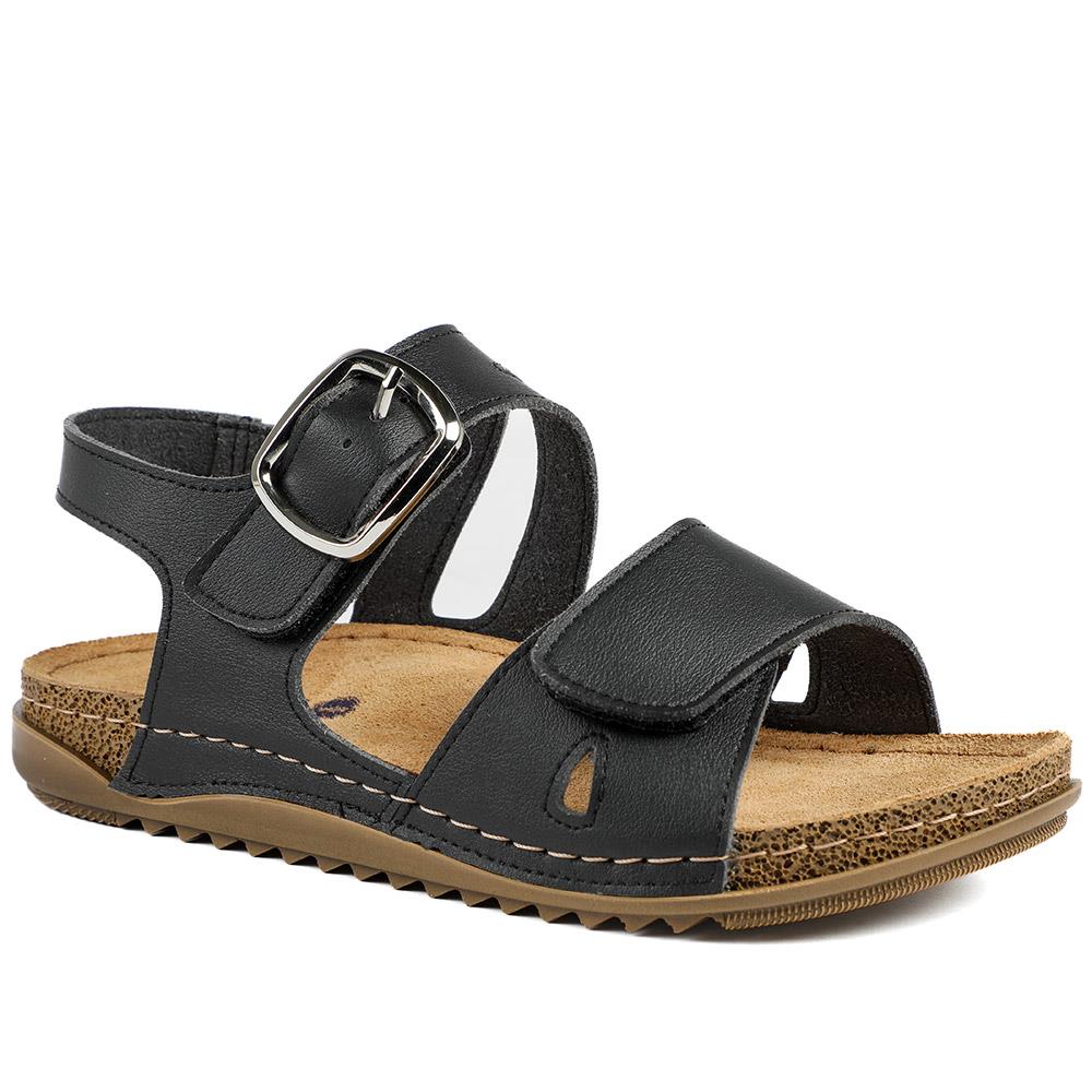 Wide Fit Leather Sandals with Buckle Detail - SERAY43008 / 329 224