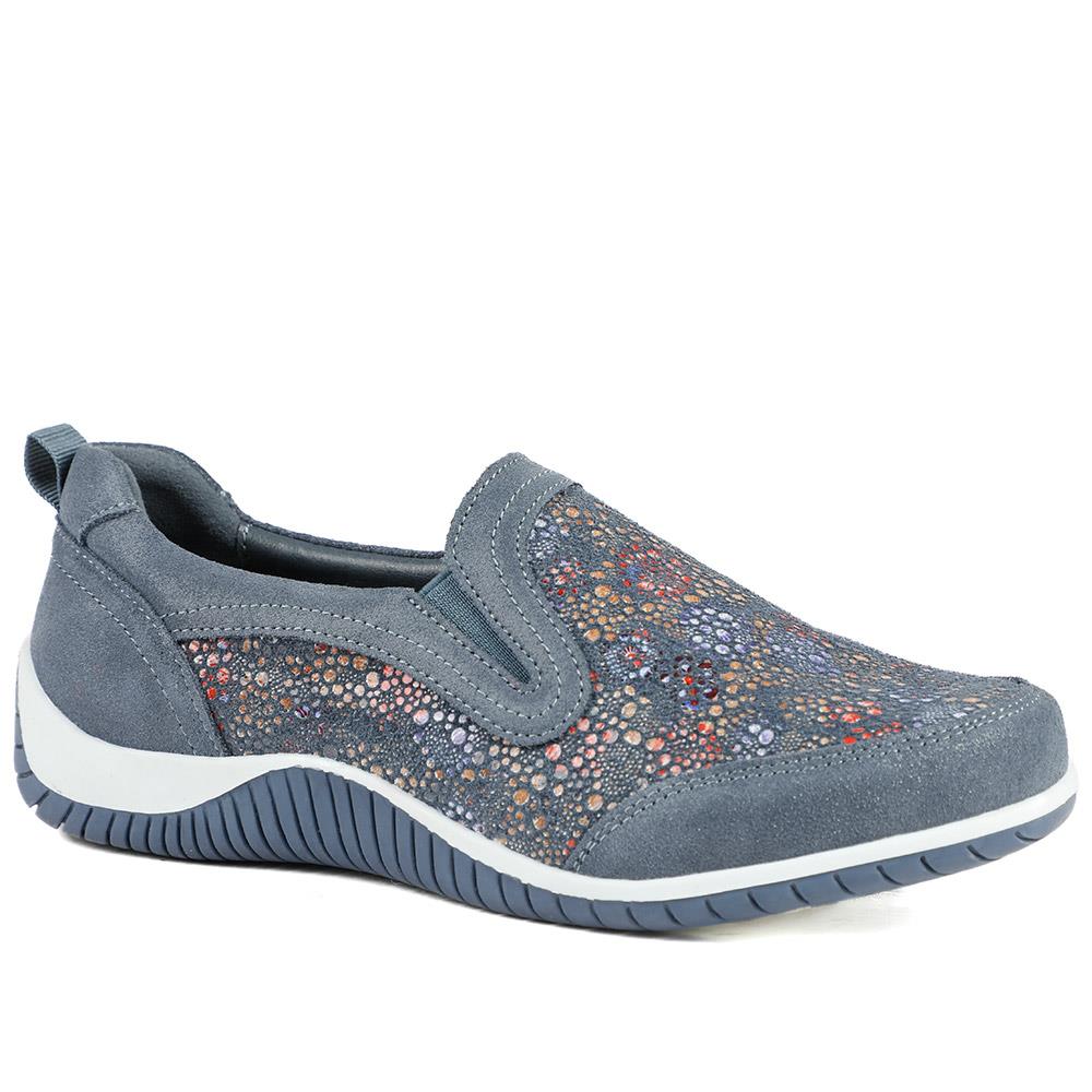 Wide Fit Leather Slip On Comfort Trainers - BRK43025 / 328 915 - Image 2