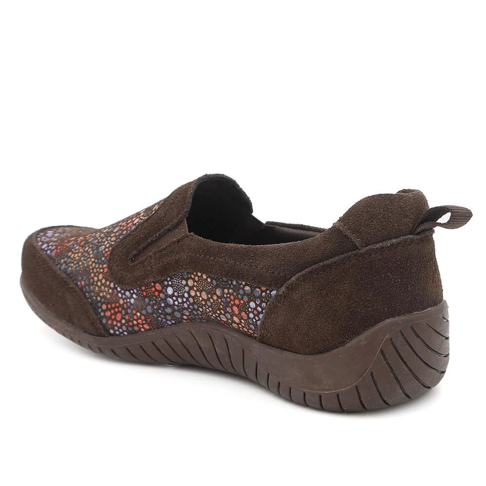 Wide Fit Leather Slip On Comfort Trainers - BRK43025 / 328 915 - Chocolate - Image 4