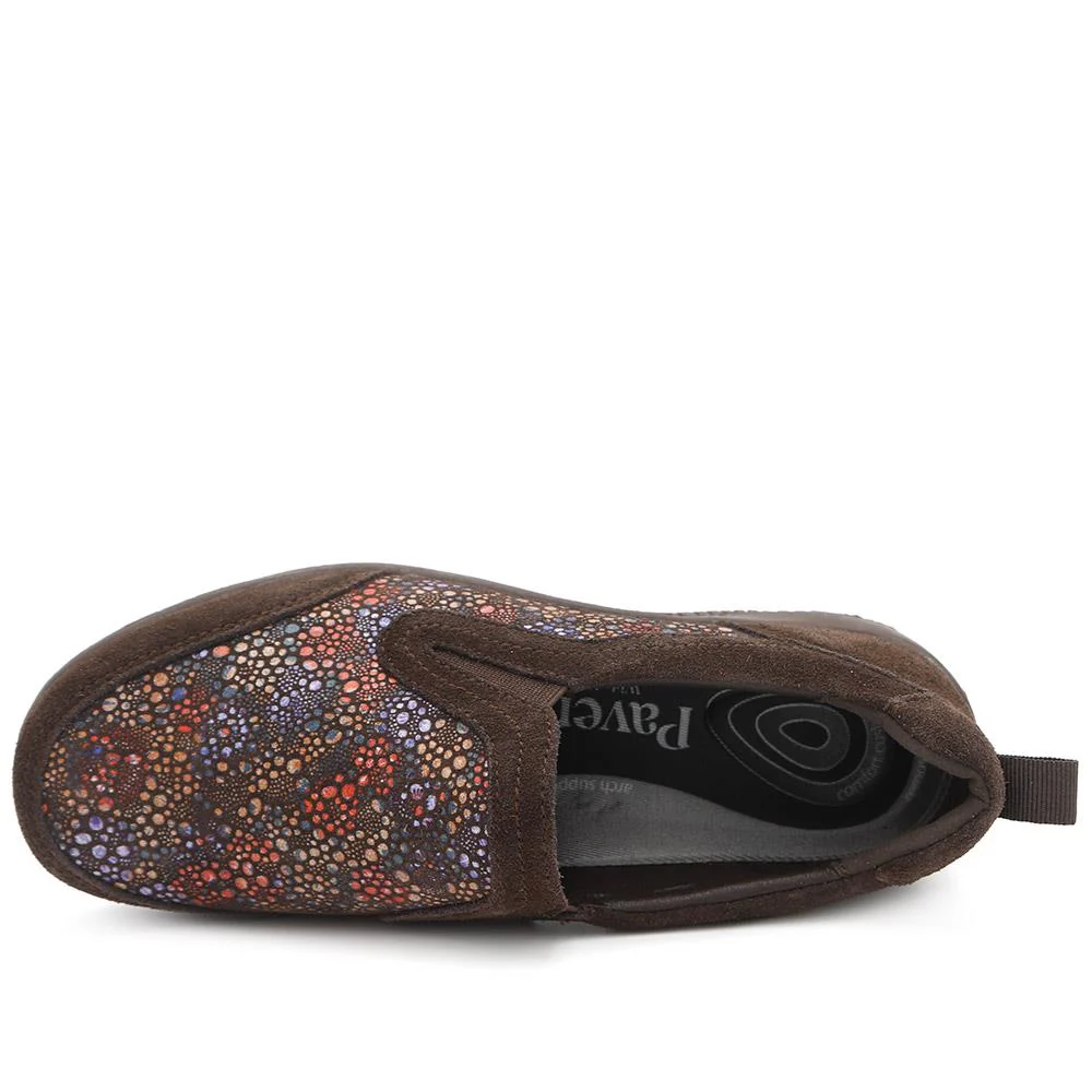 Wide Fit Leather Slip On Comfort Trainers - BRK43025 / 328 915 - Chocolate - Image 5