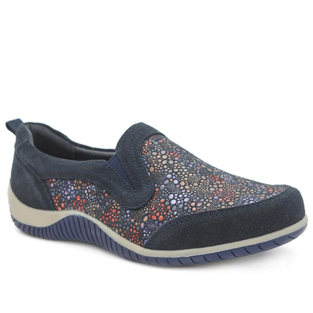 Wide Fit Leather Slip On Comfort Trainers - BRK43025 / 328 915