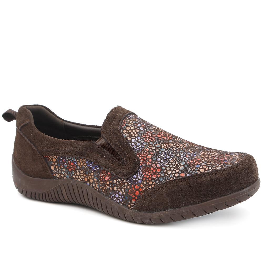 Wide Fit Leather Slip On Comfort Trainers - BRK43025 / 328 915 - Image 2