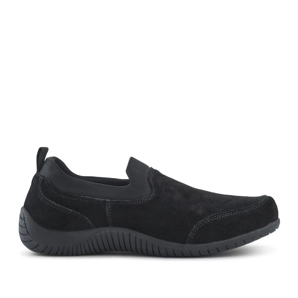 Wide-Fit Leather Slip-On Shoes - BRK42018 / 328 405 - Black - Image 3