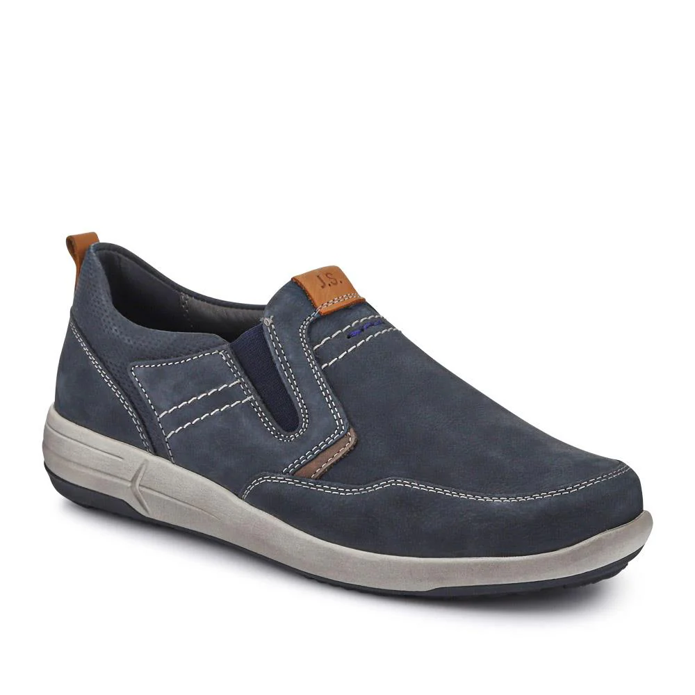 Wide-Fit Leather Slip-On Shoes - JOSEF41508 / 327 048 - Navy
