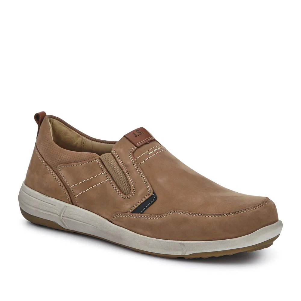 Wide-Fit Leather Slip-On Shoes - JOSEF41508 / 327 048 - Taupe