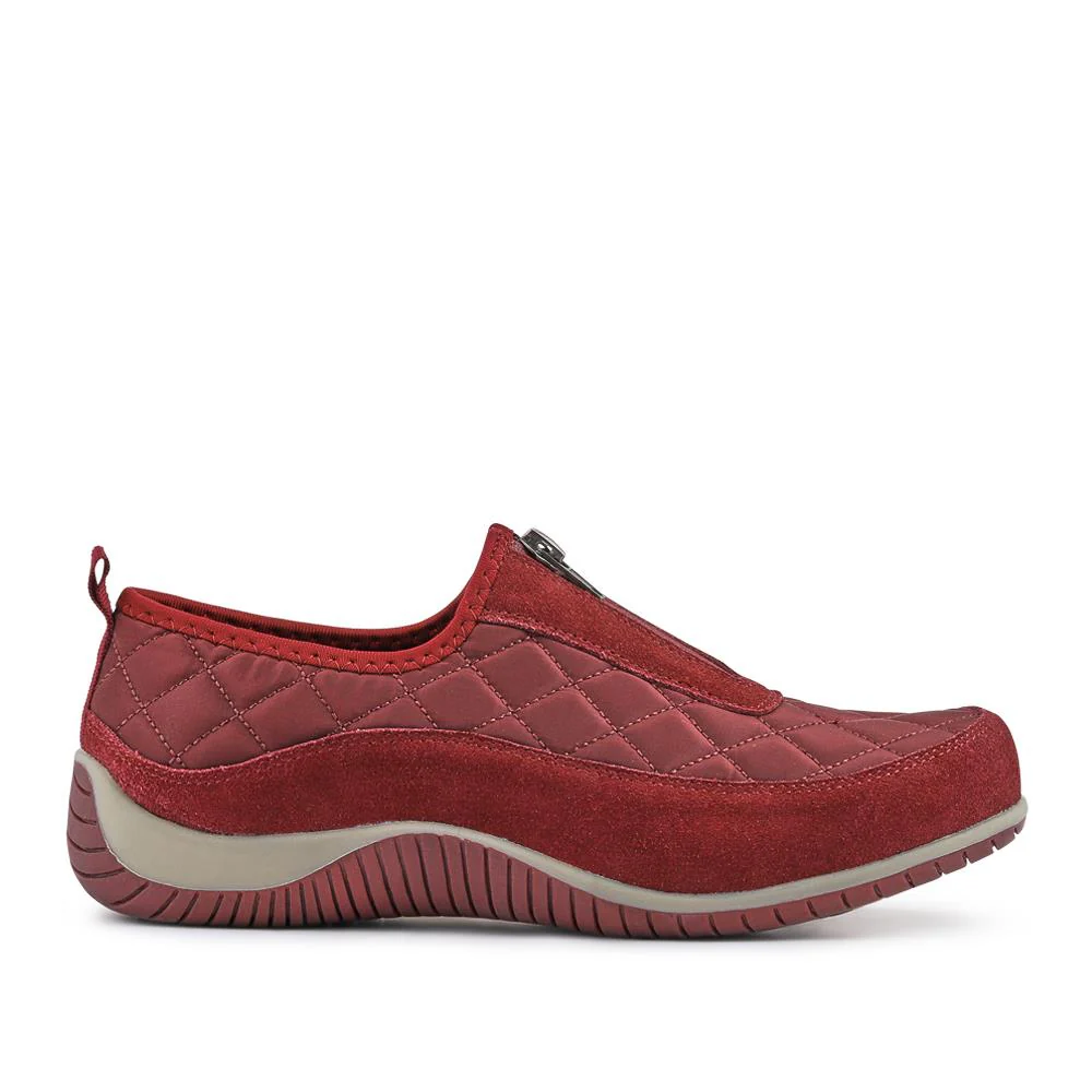 Wide Fit Leather Slip-On Shoes With Zip Fastening - BRK42019 / 328 406 - Burgundy - Image 4