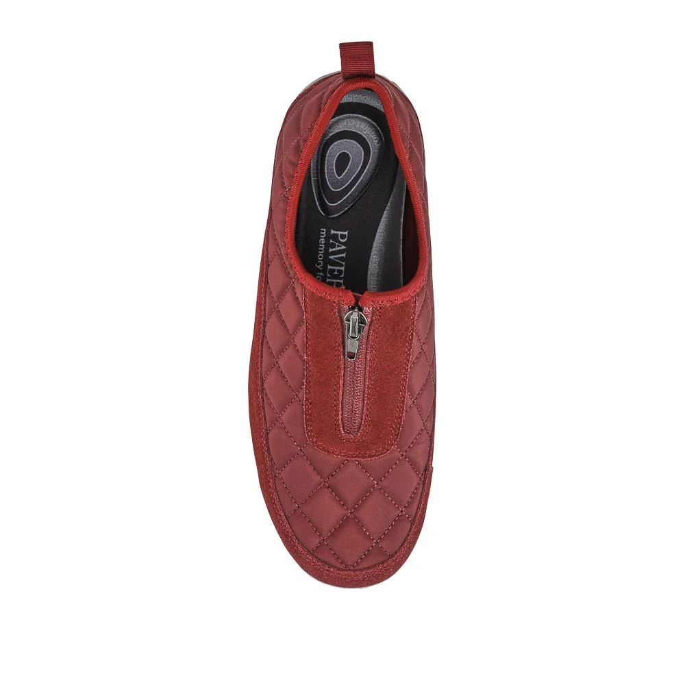 Wide Fit Leather Slip-On Shoes With Zip Fastening - BRK42019 / 328 406 - Burgundy - Image 5