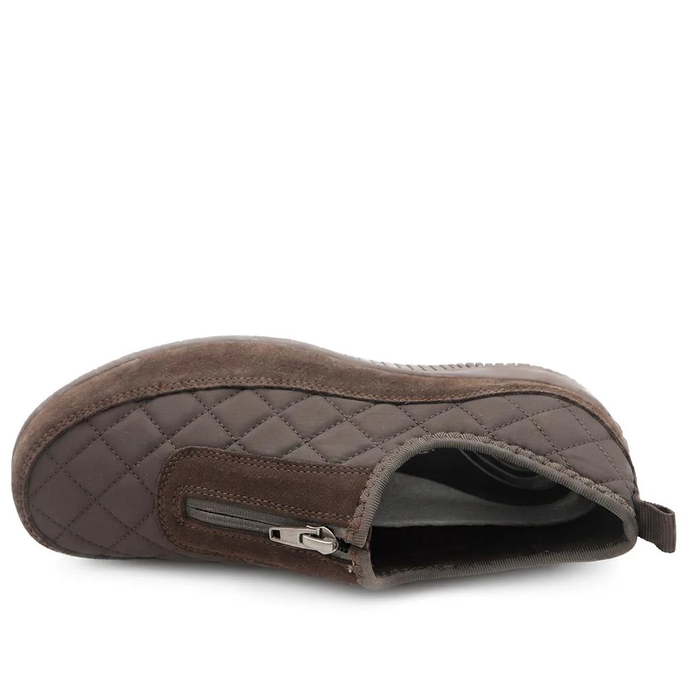Wide Fit Leather Slip-On Shoes With Zip Fastening - BRK42019 / 328 406 - Chocolate - Image 5