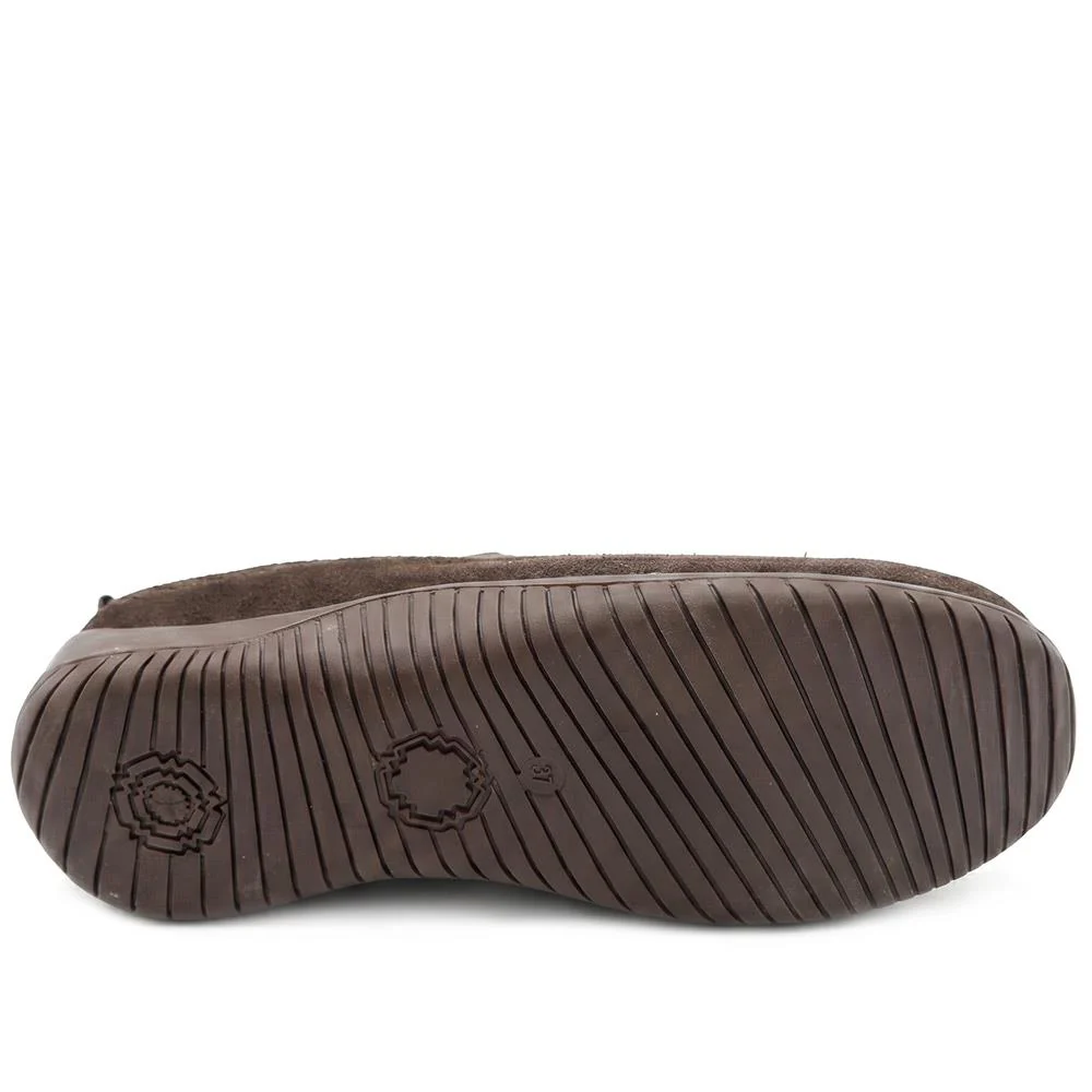 Wide Fit Leather Slip-On Shoes With Zip Fastening - BRK42019 / 328 406 - Chocolate - Image 6