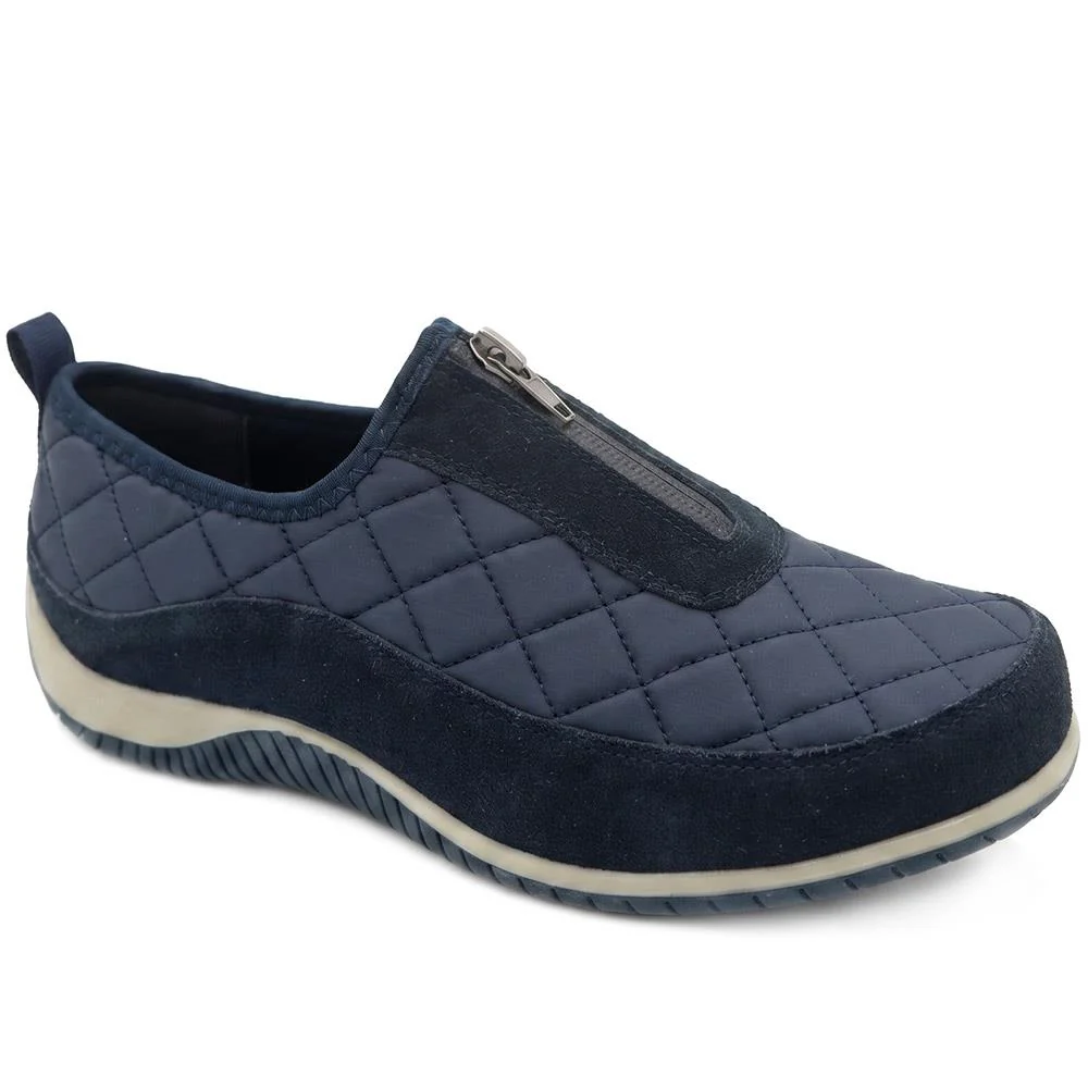 Wide-Fit Leather Slip-On Shoes With Zip Fastening - BRK42019 / 328 406