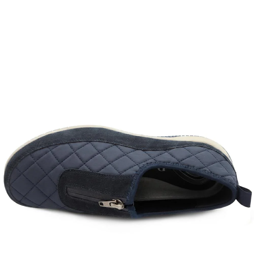 Wide Fit Leather Slip-On Shoes With Zip Fastening - BRK42019 / 328 406 - Navy - Image 5