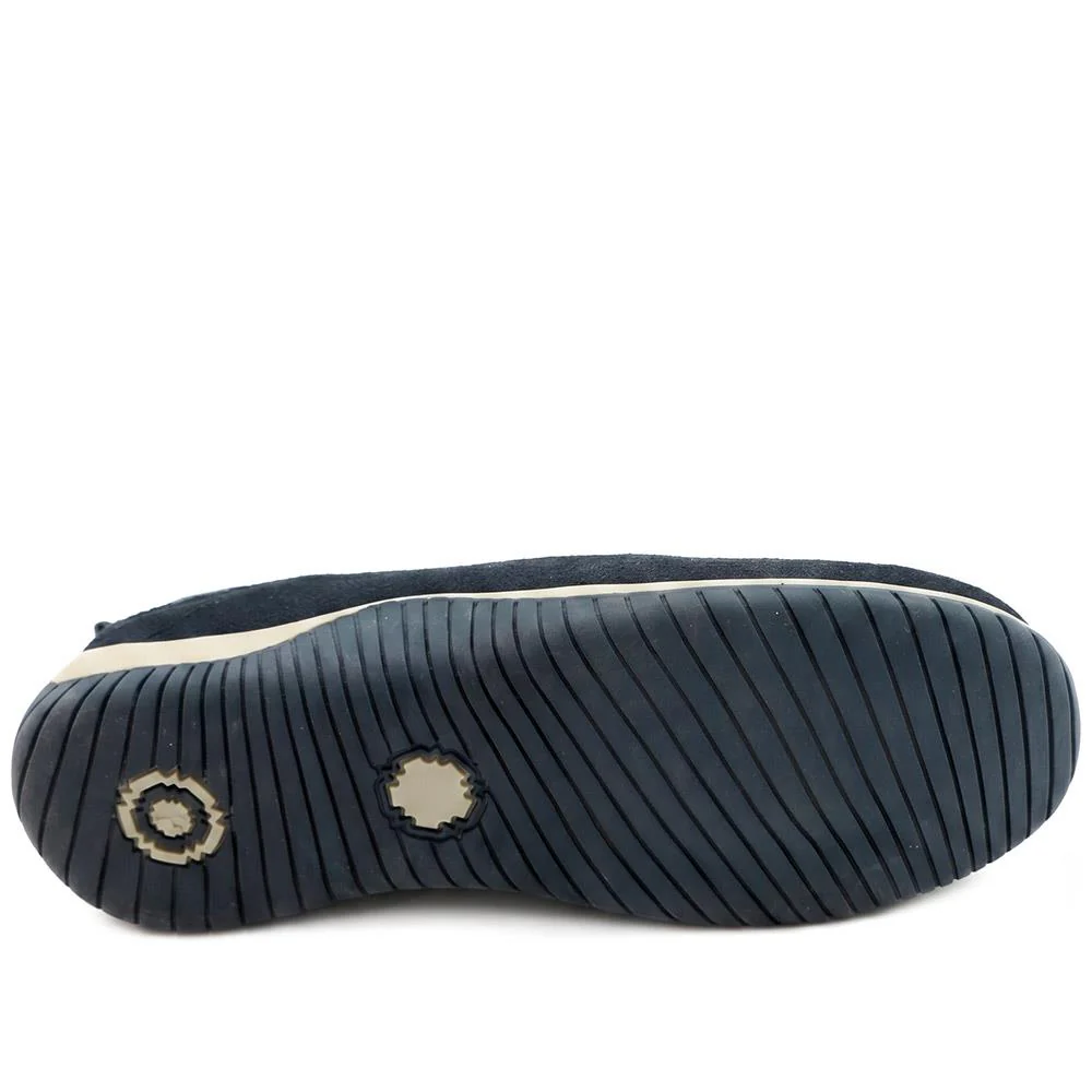 Wide Fit Leather Slip-On Shoes With Zip Fastening - BRK42019 / 328 406 - Navy - Image 6