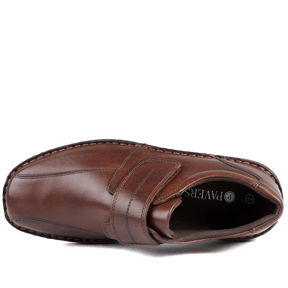 Wide Fit Leather Smart Adjustable Fit Shoes - PARK42060 / 328 431 - Dark Brown - Image 5