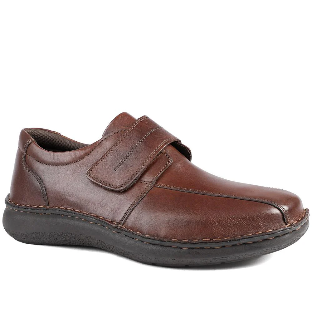Wide Fit Leather Smart Adjustable Fit Shoes - PARK42060 / 328 431 - Image 4