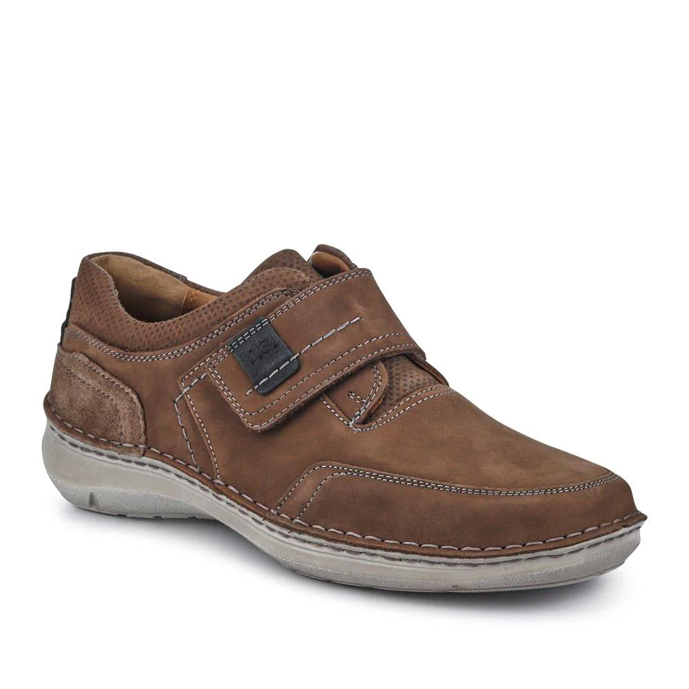 Wide-Fit Leather Touch-Fasten Shoes - JOSEF41507 / 327 047 - Dark Brown