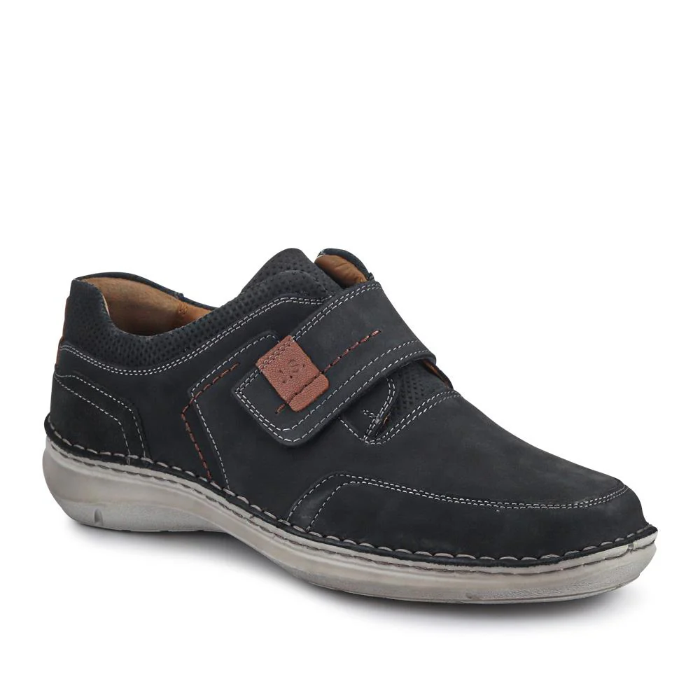 Wide-Fit Leather Touch-Fasten Shoes - JOSEF41507 / 327 047 - Navy