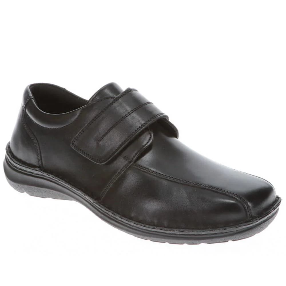 Wide Fit Leather Touch-Fasten Shoes - PARK40037 / 325 804 - Black