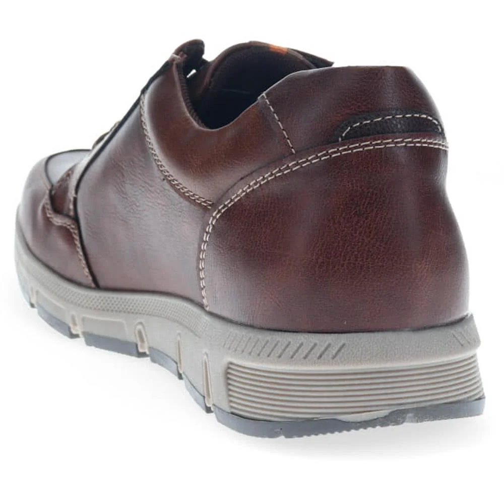 Wide Fit Leather Zip/Lace Trainers  - WBINS40023 / 325 785 - Brown - Image 3