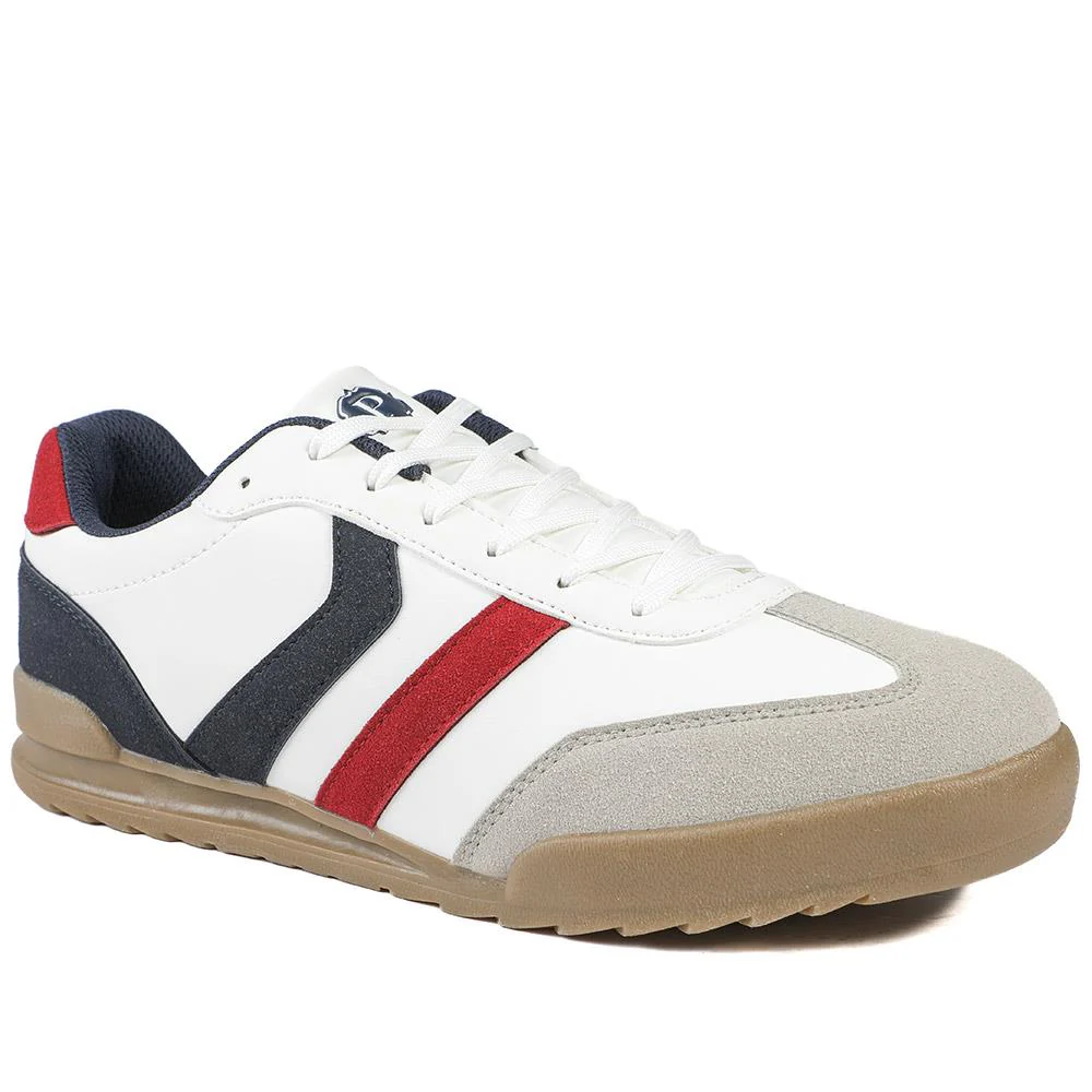 Wide Fit Memory Foam Lace Up Trainers - SUNCH43000 / 328 962 - White-Navy-Red