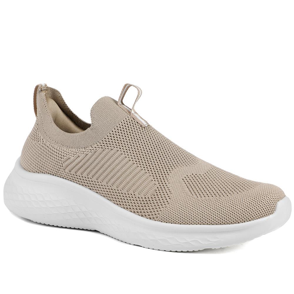 Wide Fit Memory Foam Easy Step In Trainers - BRK43041 / 329 070 - Taupe