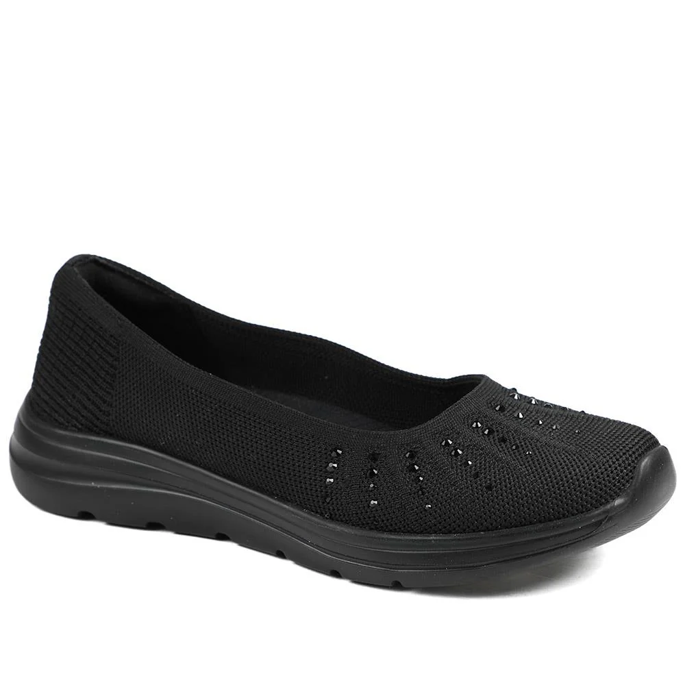 Wide Fit Memory Foam Sporty Pumps - BRK43008 / 328 977 - Black