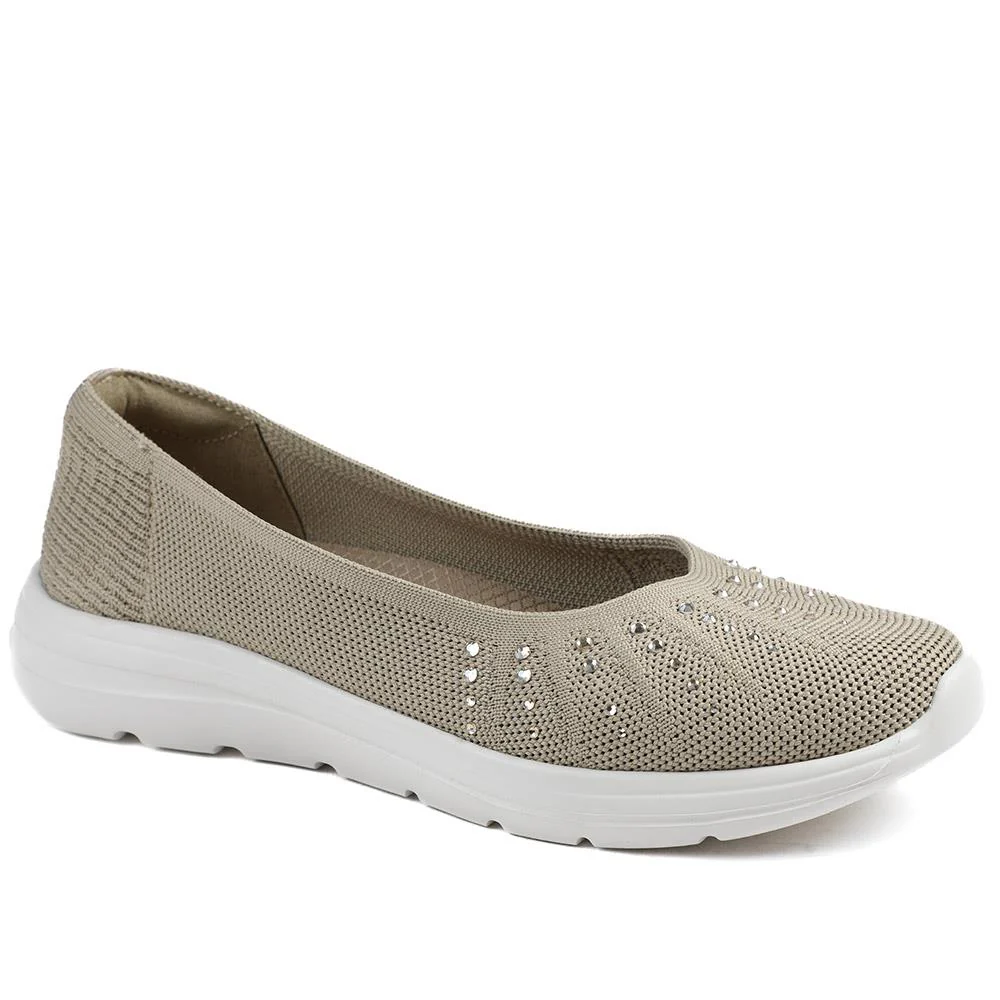 Wide Fit Memory Foam Sporty Pumps - BRK43008 / 328 977 - Taupe