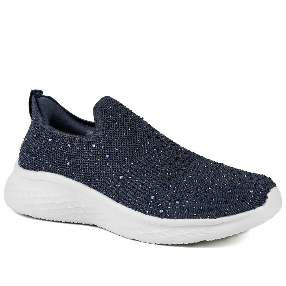 Wide Fit Memory Foam Easy Step In Trainers - BRK43042 / 329 071 - Navy