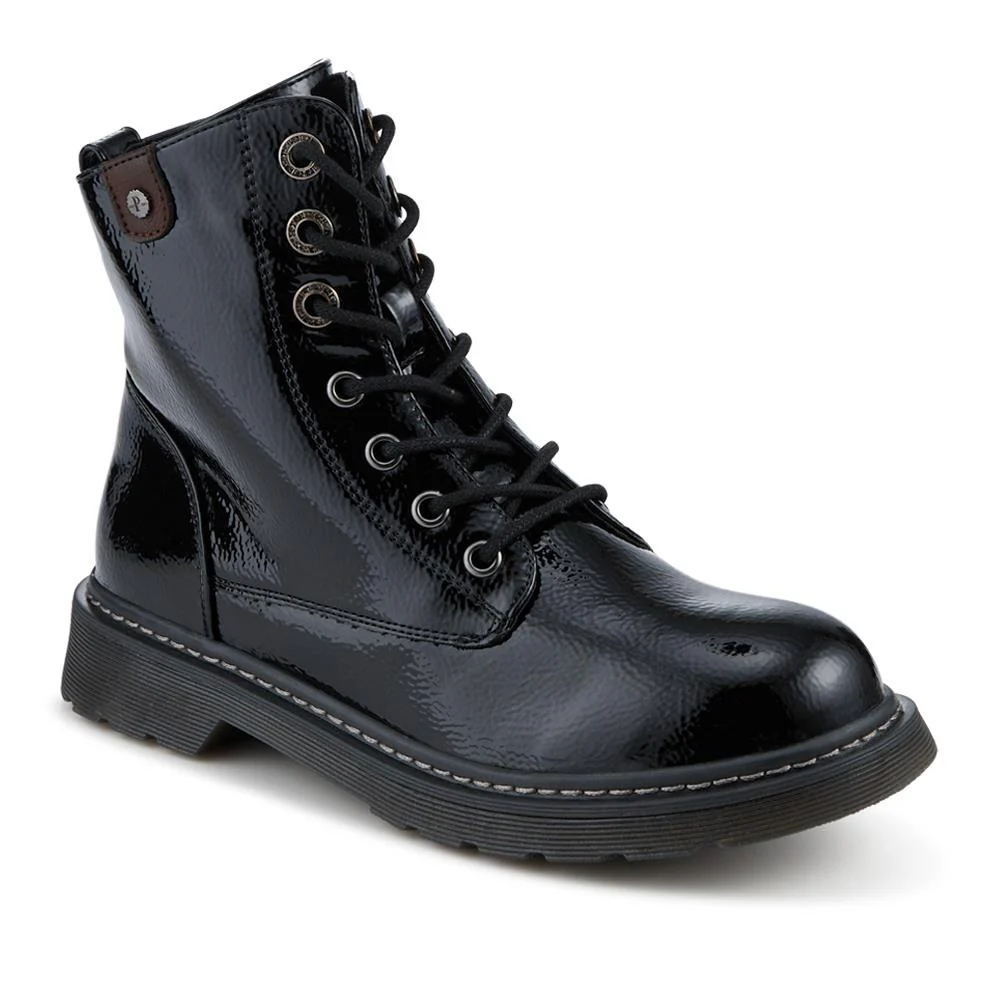 Wide Fit Patent Military Boots - TELOO42001 / 328 225 - Black Patent