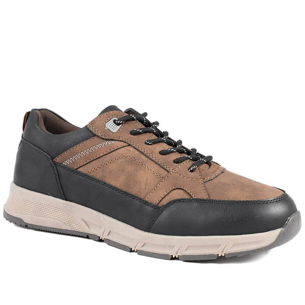 Wide Fit Rugged Lace Up Trainers - WBINS42068 / 327 865 - Brown