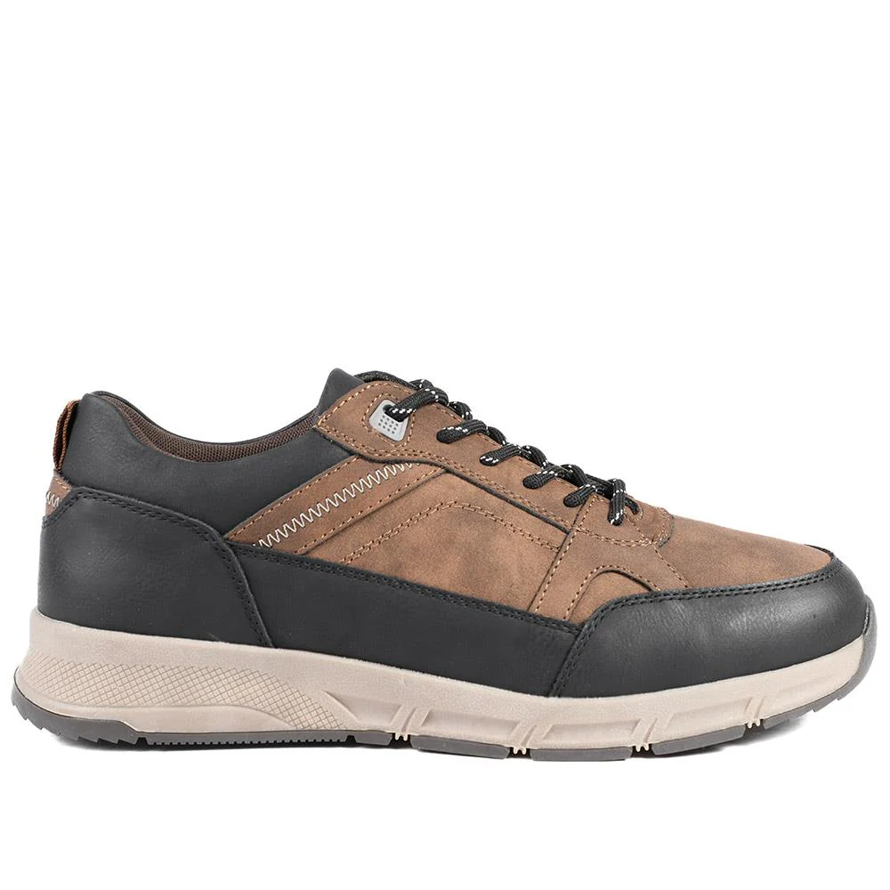 Wide Fit Rugged Lace Up Trainers - WBINS42068 / 327 865 - Brown - Image 3