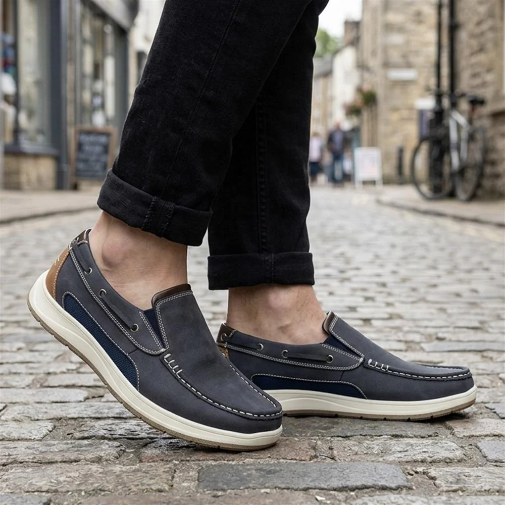 Wide Fit Slip On Casual Shoes - CHANG43001 / 328 833 - Navy - Image 2