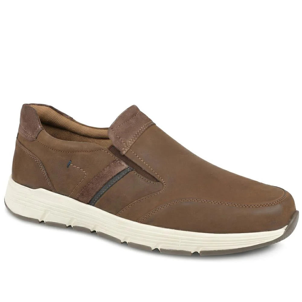 Wide-Fit Slip-On Leather Shoes - PARK41037 / 327 280 - Cognac