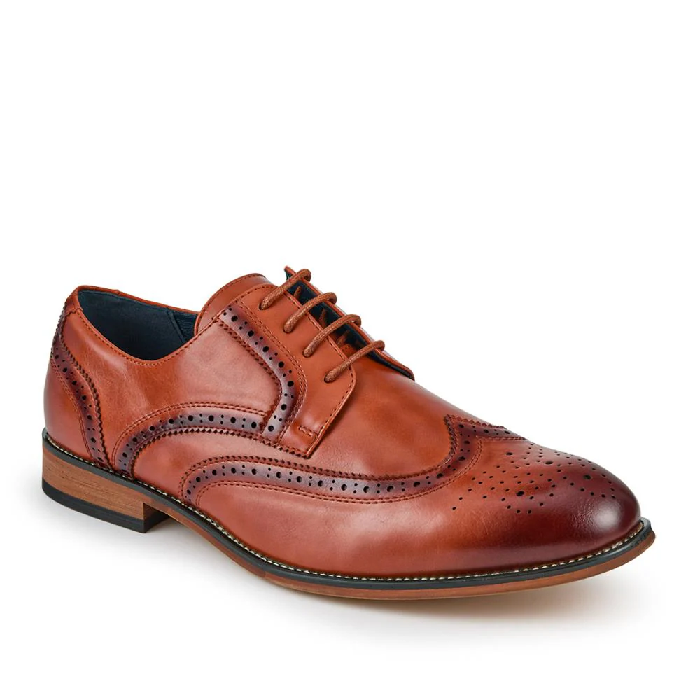 Wide Fit Smart Lace-Up Shoes - XINGH42001 / 327 938 - Tan