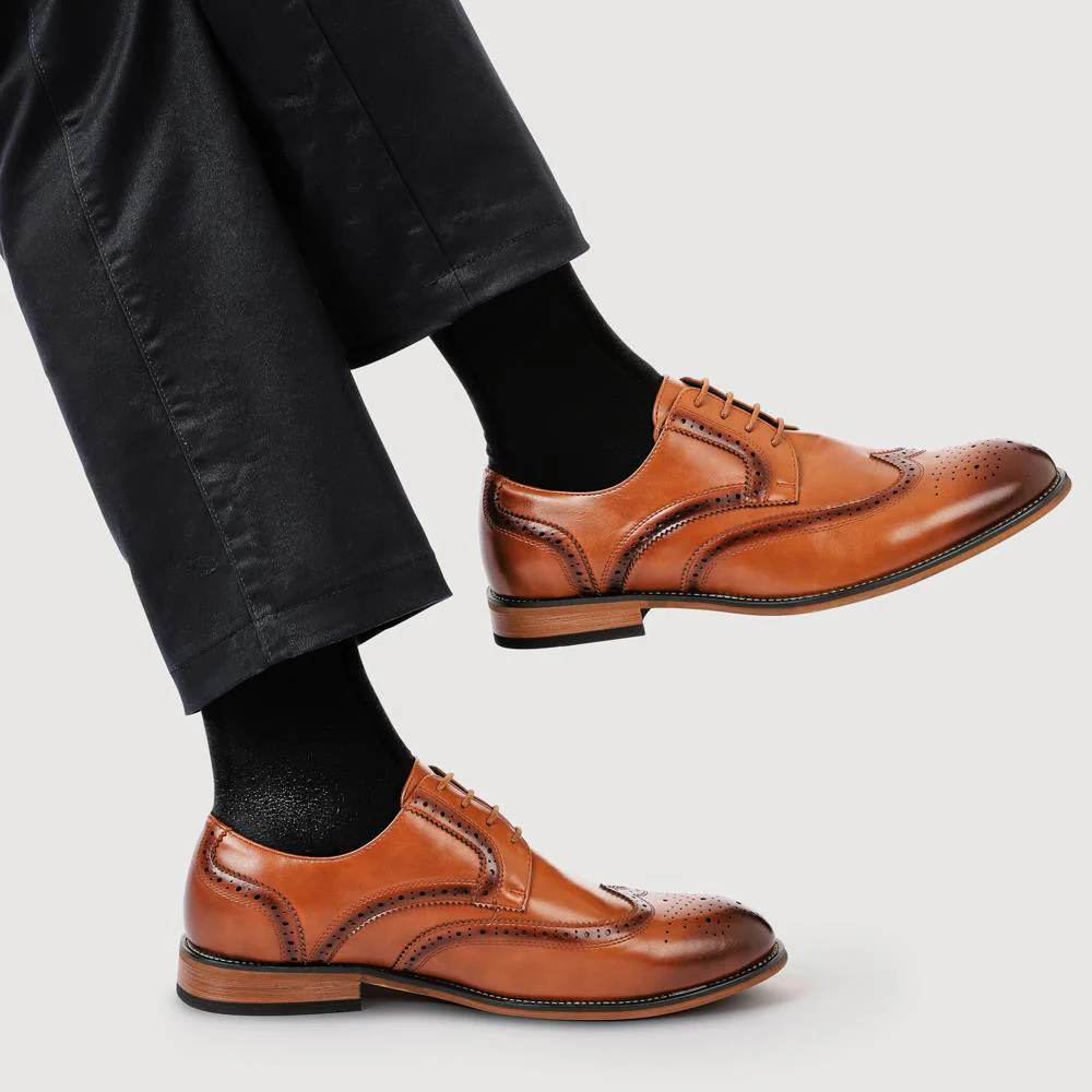 Wide Fit Smart Lace-Up Shoes - XINGH42001 / 327 938 - Tan - Image 5