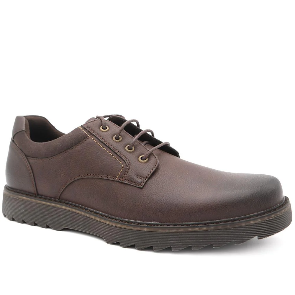 Wide Fit Smart Lace Up Shoes - XINGH44007 / 330 041 - Brown