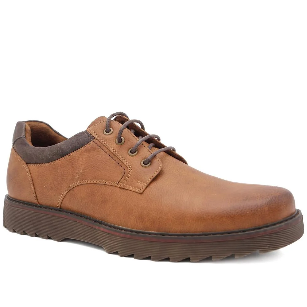 Wide Fit Smart Lace Up Shoes - XINGH44007 / 330 041 - Tan
