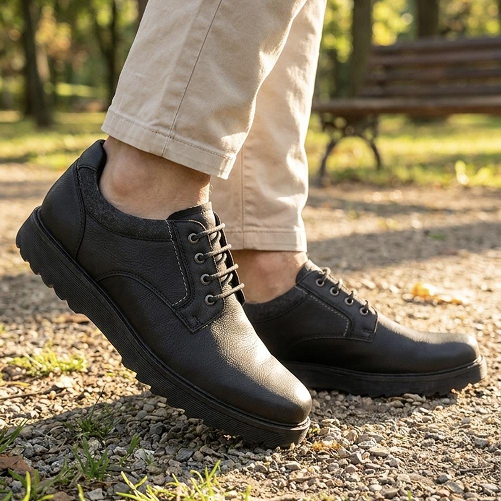 Wide Fit Smart Lace Up Shoes - XINGH44007 / 330 041 - Black - Image 2