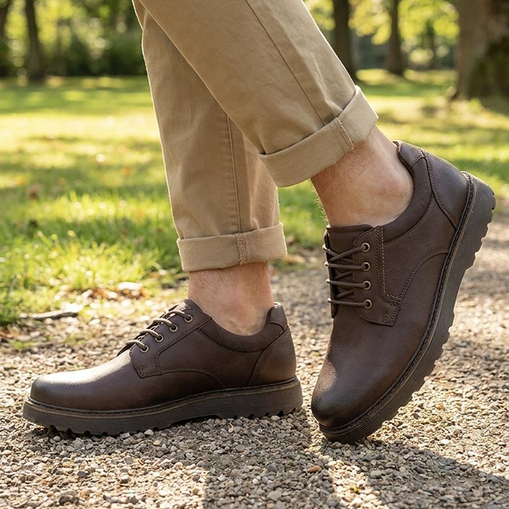 Wide Fit Smart Lace Up Shoes - XINGH44007 / 330 041 - Brown - Image 2