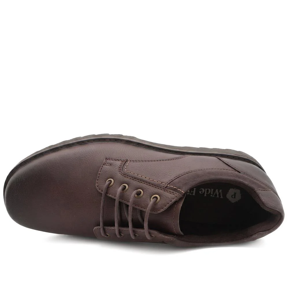 Wide Fit Smart Lace Up Shoes - XINGH44007 / 330 041 - Brown - Image 5