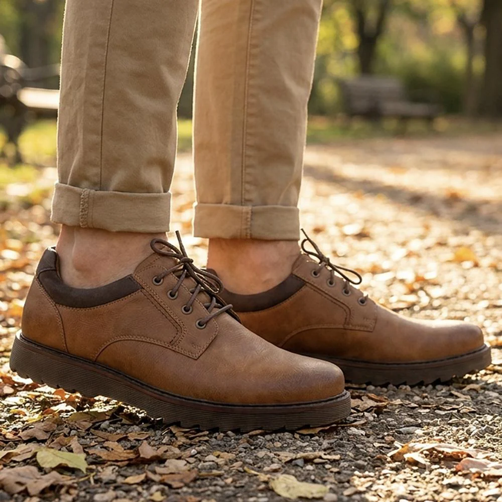 Wide Fit Smart Lace Up Shoes - XINGH44007 / 330 041 - Tan - Image 2