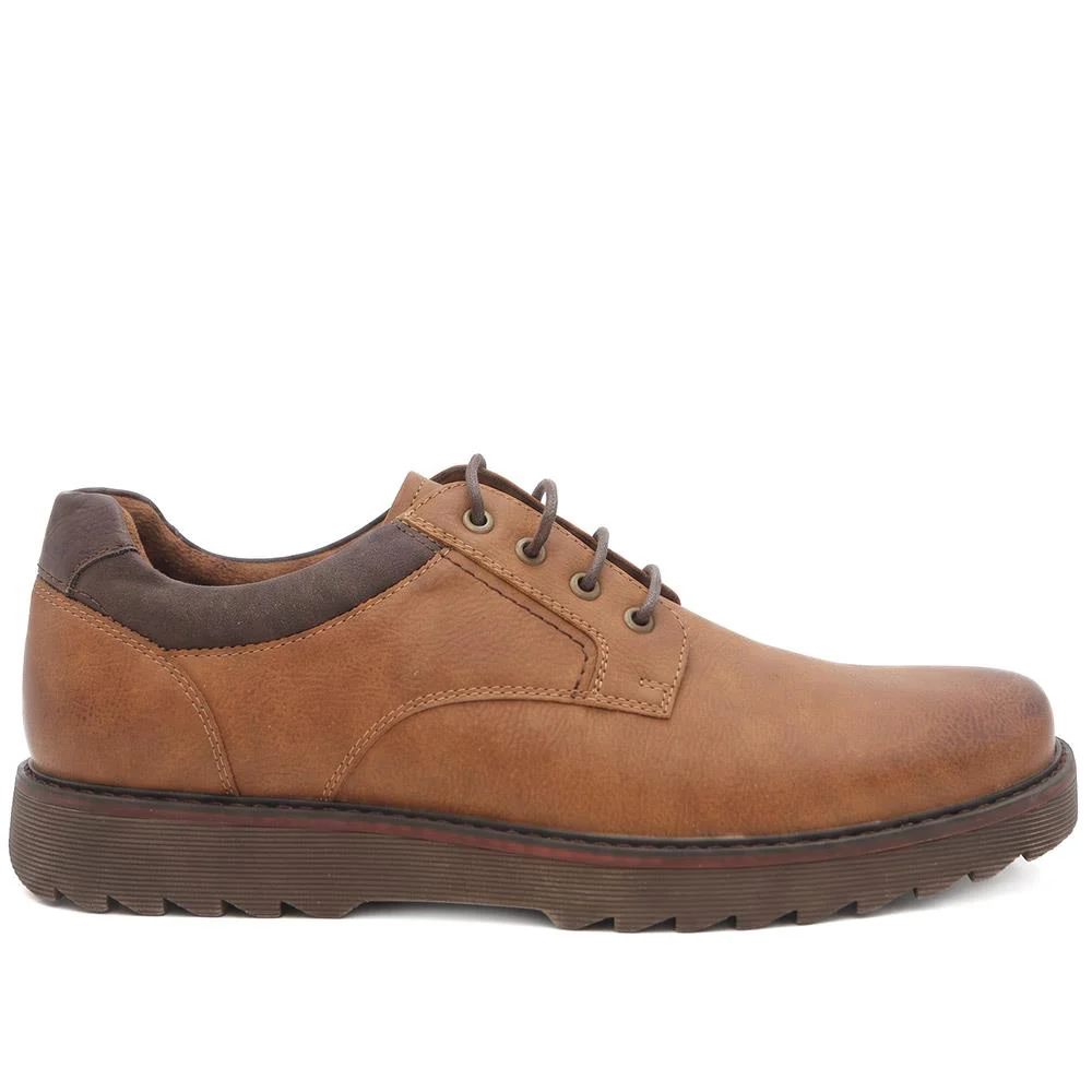 Wide Fit Smart Lace Up Shoes - XINGH44007 / 330 041 - Tan - Image 3
