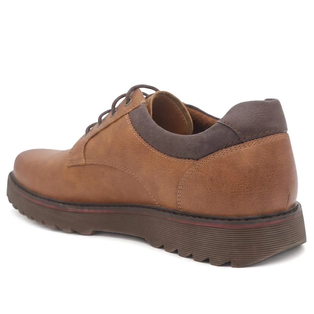 Wide Fit Smart Lace Up Shoes - XINGH44007 / 330 041 - Tan - Image 4