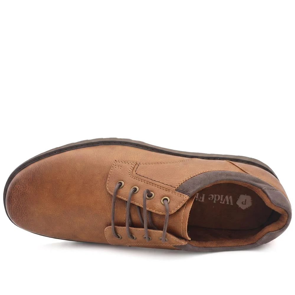 Wide Fit Smart Lace Up Shoes - XINGH44007 / 330 041 - Tan - Image 5