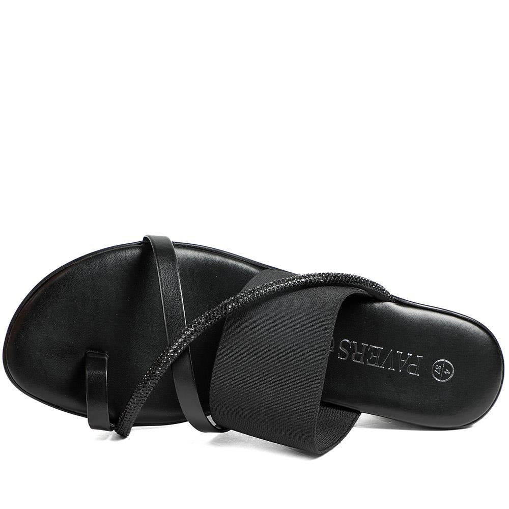 Wide Fit Smart Toe Post Sandals - CLUBS37015W / 329 248 - Black Glitter - Image 5