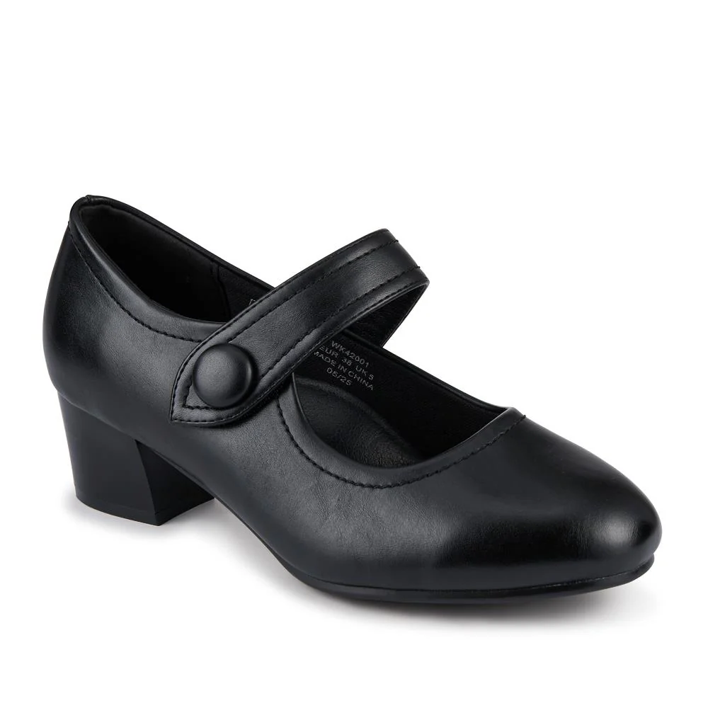 Wide Fit Touch-Fasten Heeled Mary Janes - WK42001 / 327 952 - Black