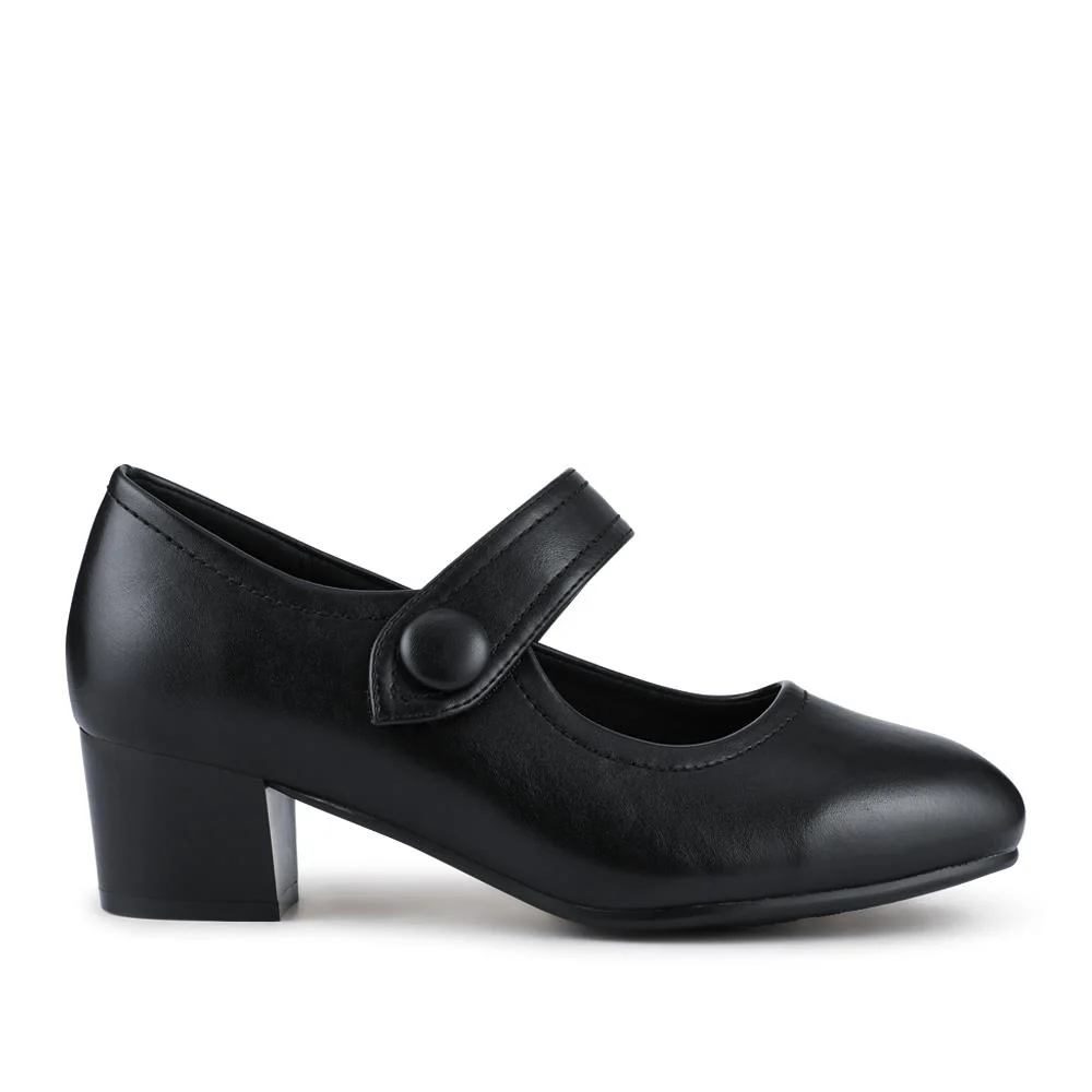 Wide Fit Touch-Fasten Heeled Mary Janes - WK42001 / 327 952 - Black - Image 3