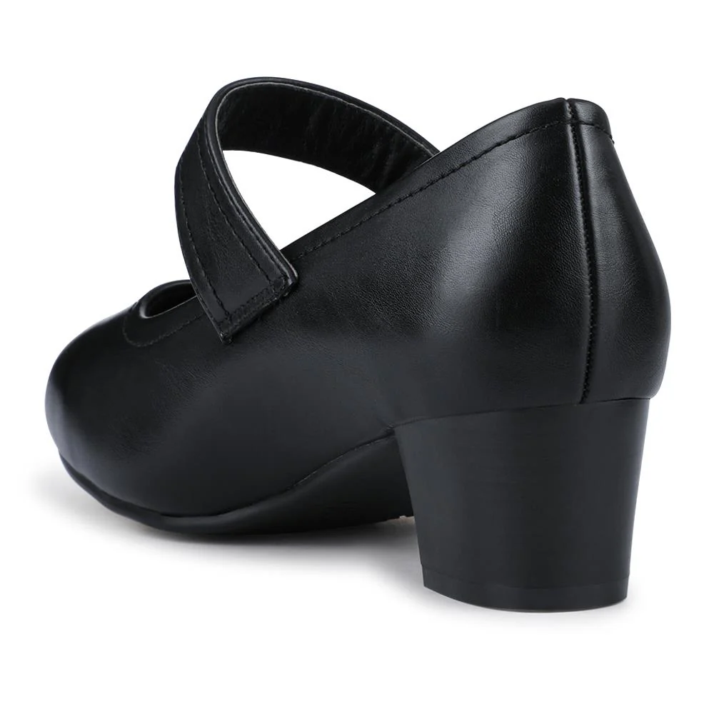 Wide Fit Touch-Fasten Heeled Mary Janes - WK42001 / 327 952 - Black - Image 4