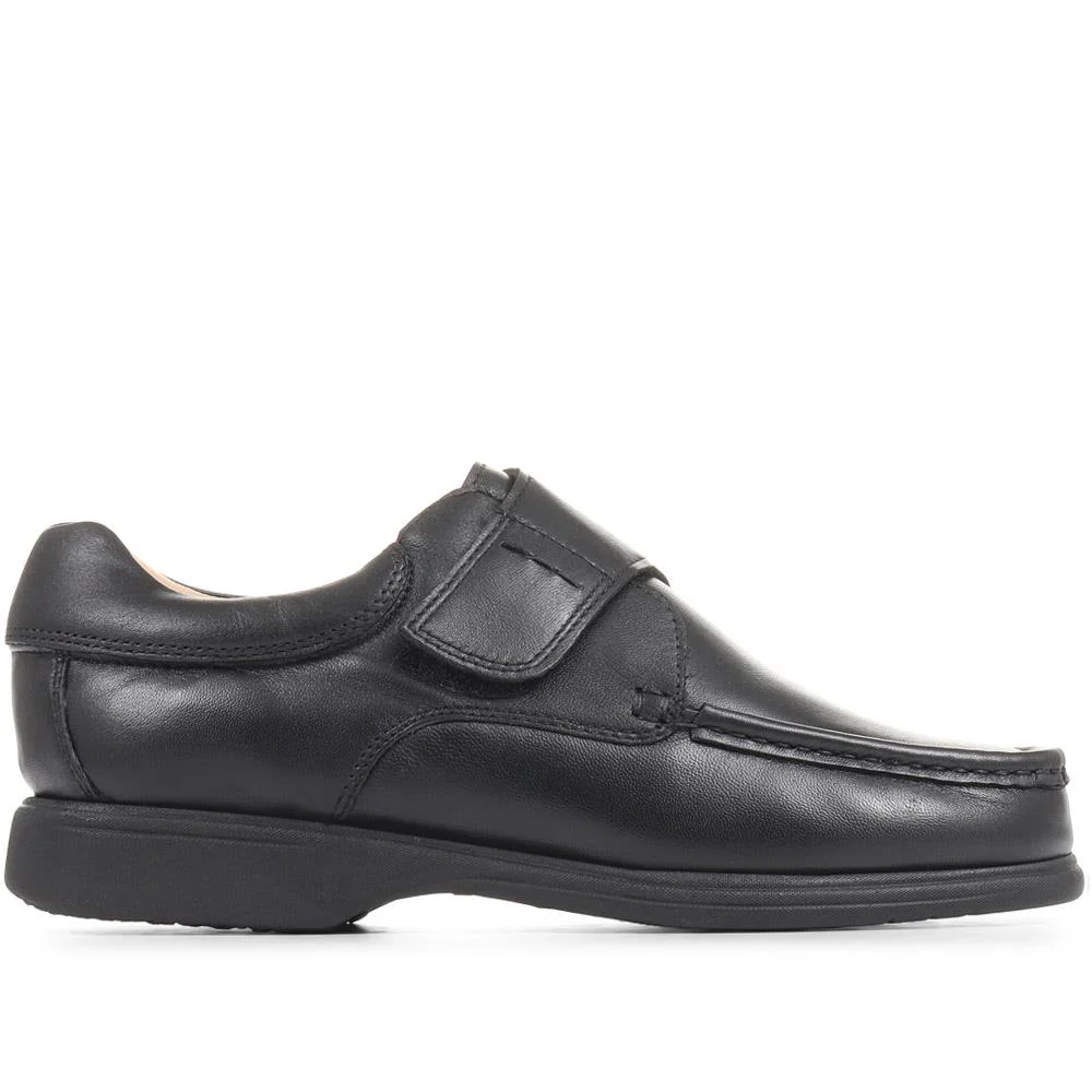 Wide Fit Touch-Fasten Leather Shoes - NAP35023 / 322 484 - Black - Image 2